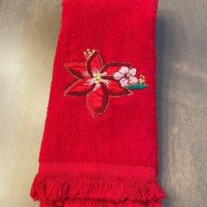 Christmas finger tip towel - poinsettias